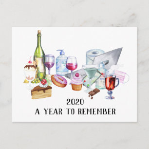 2020 Covid Watercolor Face Mask Year to Remember Postcard