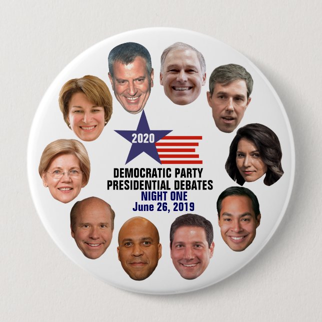 2020 Democratic Party Debates Night One 10 Cm Round Badge (Front)