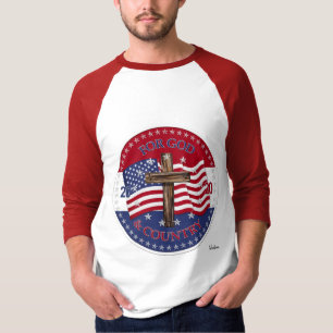 2020 For God and Country Cross And American Flag T-Shirt