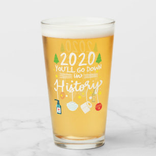 2020 Go Down in History Toilet Paper and Mask Glass