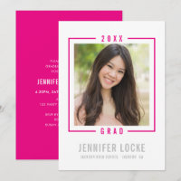 2020 GRAD INVITE photo frame chic bright pink