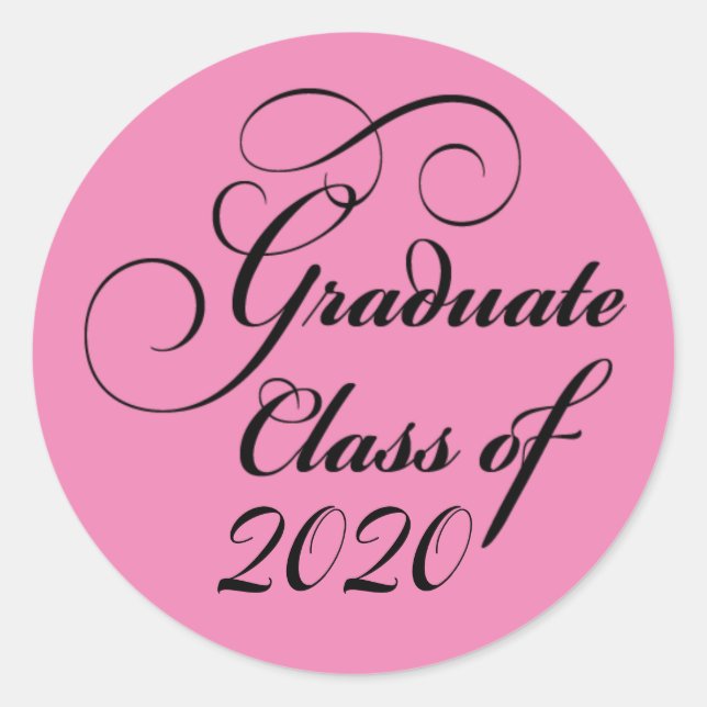 2020 Graduate Pink Graduation Party Thank You Classic Round Sticker (Front)