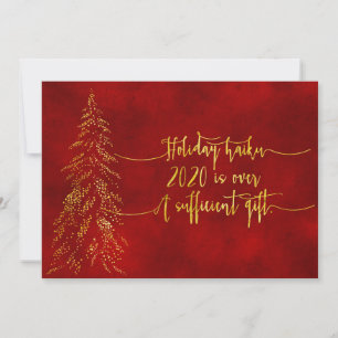 2020 HAIKU FUNNY HOLIDAY CARD Red Gold Foil Tree