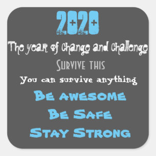 2020 motivational square sticker