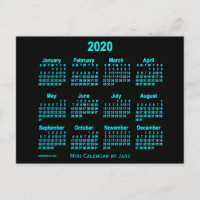 2020 Neon Blue Mini Calendar by Janz