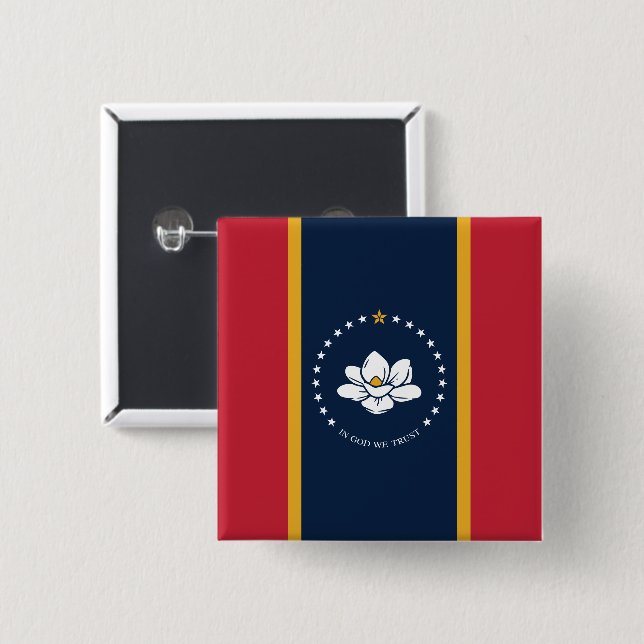 2020 New Mississippi In God We Trust State Flag 15 Cm Square Badge (Front & Back)