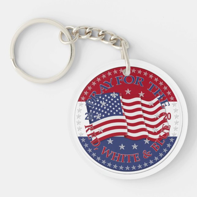 2020 Pray For The Red, White And Blue Flag Key Ring (Front)