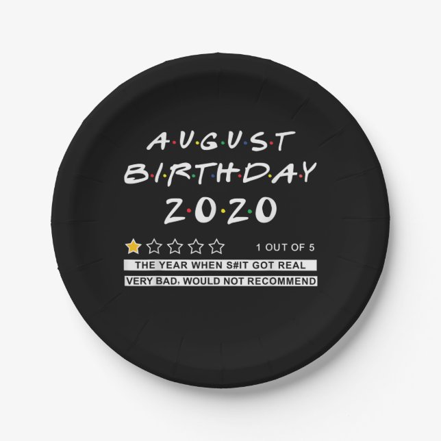 2020 Review August Birthday Very Bad Paper Plate (Front)