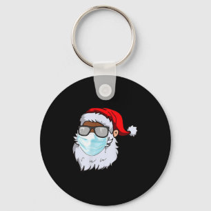 2020 Santa With Face Mask Black African American C Key Ring
