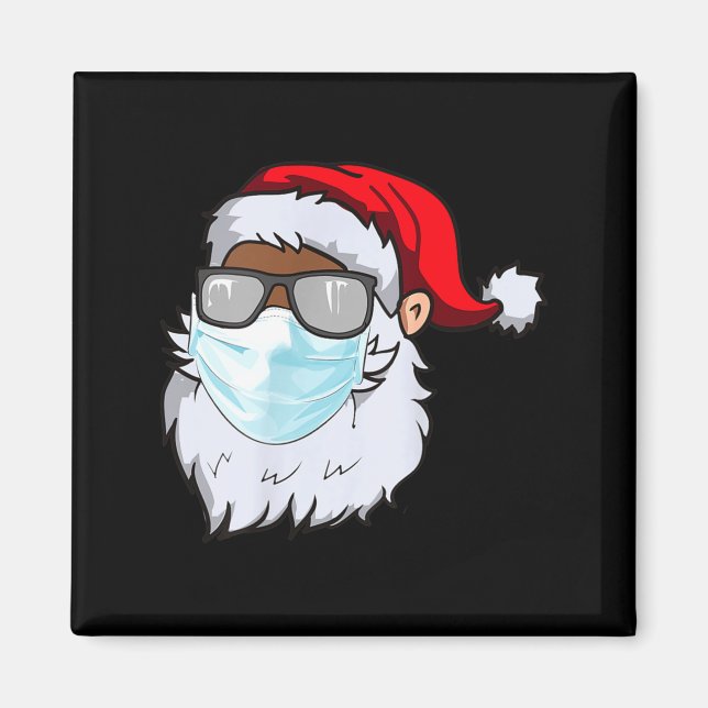 2020 Santa With Face Mask Black African American C Magnet (Front)