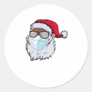 2020 Santa With Face Mask Black African Classic Round Sticker