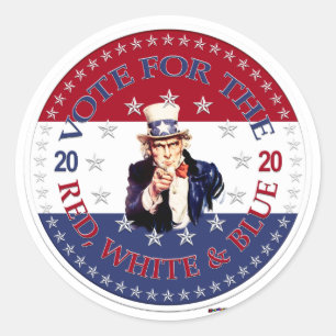 2020 Vote For The Red, White and Blue Uncle Sam Classic Round Sticker