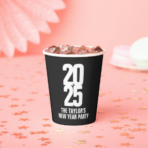 2020 white text new year event custom paper cups