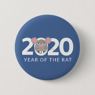 2020 year of the rat classic blue 6 cm round badge
