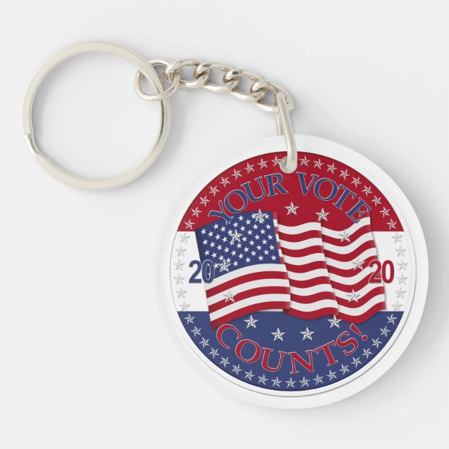 2020 Your Vote Counts American Flag Key Ring (Front)