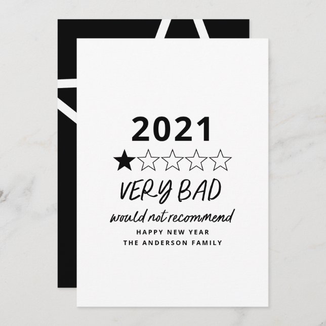 2021 bad year in review 5 star holiday card (Front/Back)