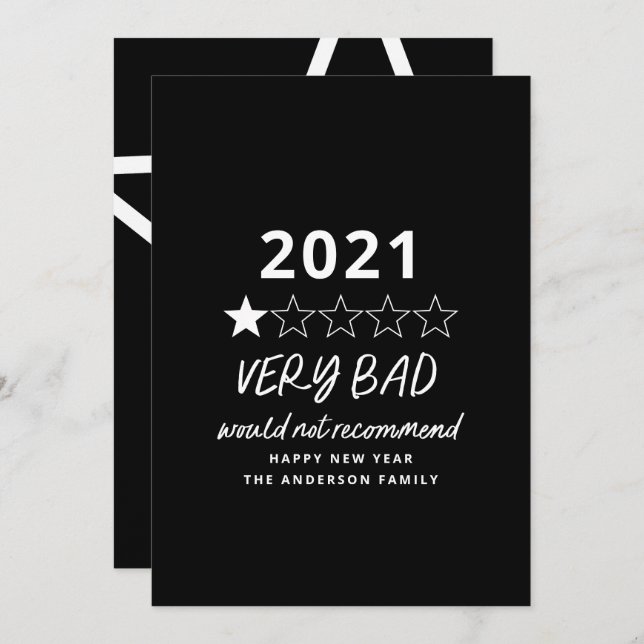 2021 bad year in review 5 star holiday card (Front/Back)