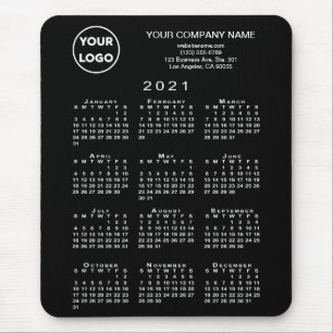 2021 Calendar Business Logo and Text on Black Mouse Pad