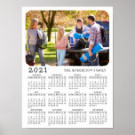 2021 Calendar Custom Photo Family Name Black White Poster<br><div class="desc">Customise this full-year 2021 calendar poster with a personal photo and family name. Simple white and black calendar with your picture is a perfect practical gift idea. It's easy to change the white background to any pastel colour to match the room design. If you upload your picture via template (click...</div>