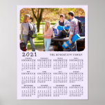 2021 Calendar Custom Photo Family Name Purple Poster<br><div class="desc">Personalise this full-year 2021 calendar poster with custom photo and family name. It's easy to change the light purple background to any pastel colour you'd like to match the room design. If you upload your picture via template (click "Personalise this template" and change the photo), it will have the same...</div>