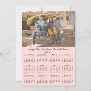 2021 Calendar Light Coral 2 Photos Happy New Year Holiday Card