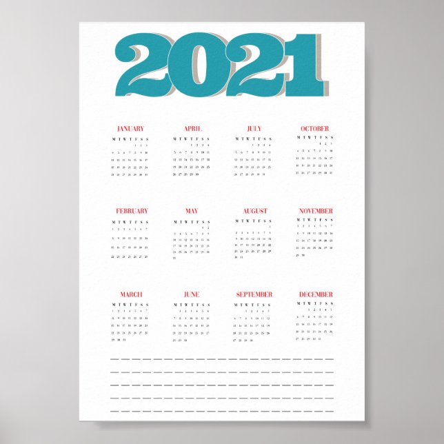 2021 calendar poster (Front)