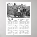 2021 Calendar Retro Black and White Family Photo Poster<br><div class="desc">If you are looking for a retro-style black and white 2021 calendar poster that can be customised with a personal photo and family name, this design covers it all. Even if you have only a colourful picture, upload it here by using the template (click "Personalise this template" and change the...</div>