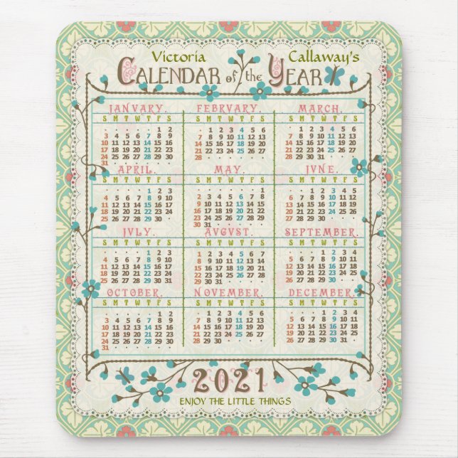 2021 Calendar (See Description for New Version)  Mouse Pad (Front)