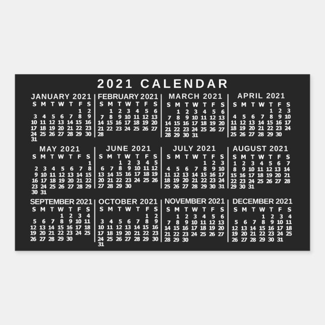 2021 Calendar (See Description for New Version) Rectangular Sticker (Front)