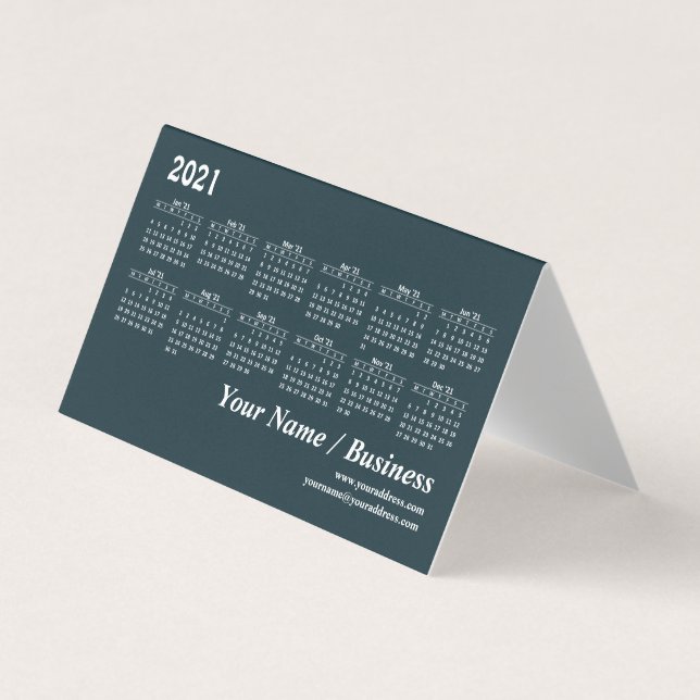 2021 calendar template business card (Front)