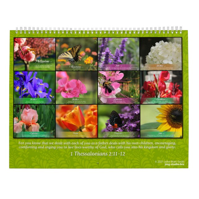 2021 calendar with bible verses (Back)