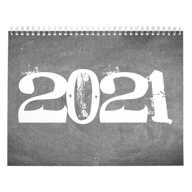 2021 Chalkboard Calendar Black and White Text (Cover)