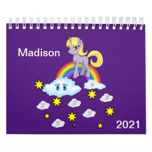 2021 Children's Calendar Clouds Rainbows Sun