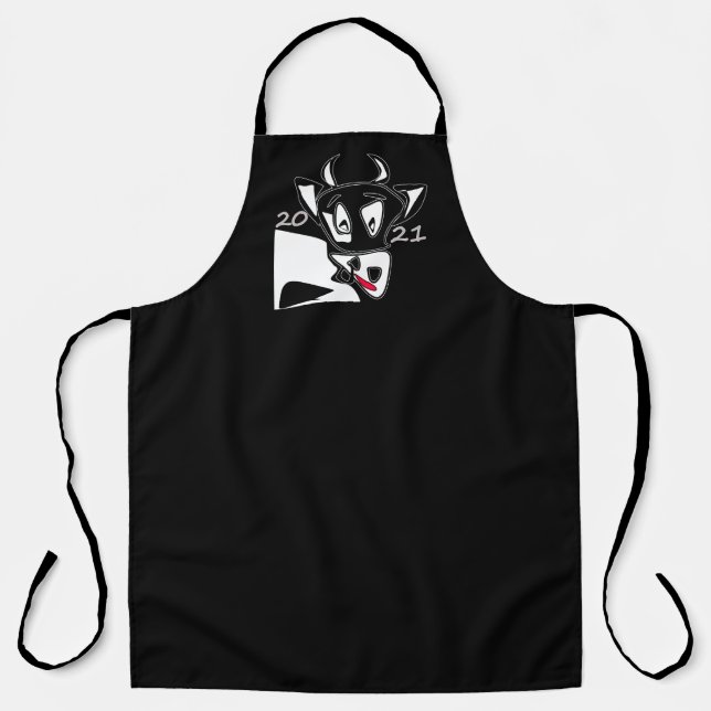 2021 Chinese New Year illustration fun cartoon bul Apron (Front)