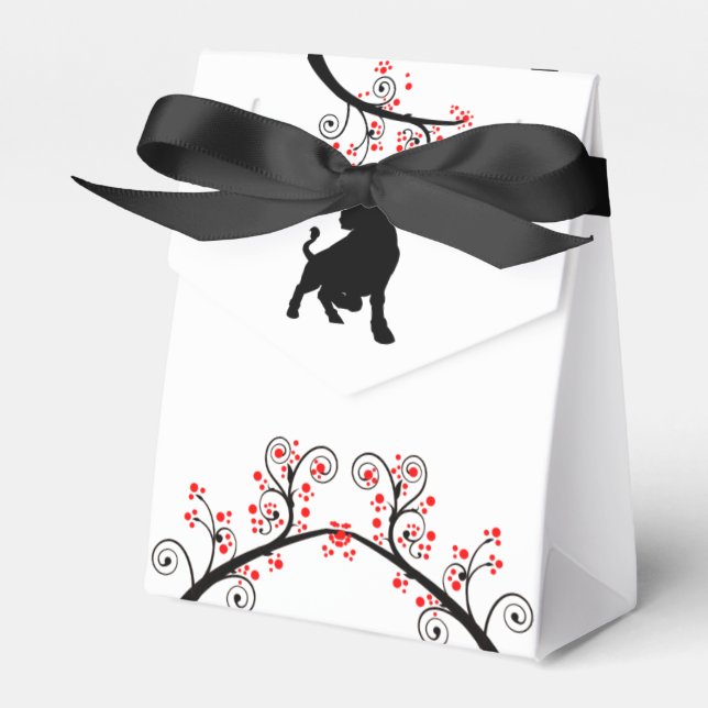 2021 Chinese New Year Ox and Red Blossoms Favour Box (Front Side)