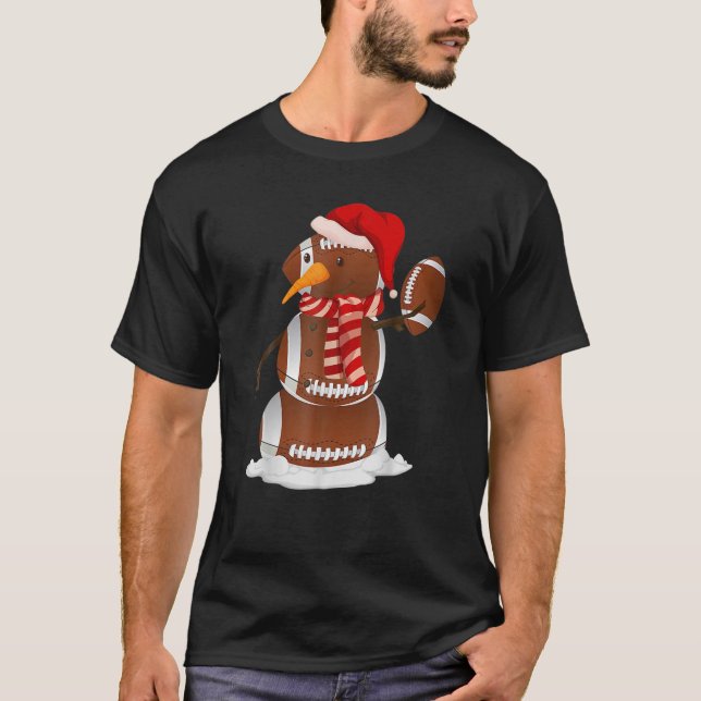 2021 Christmas Football Snowman Football Balls Men T-Shirt (Front)