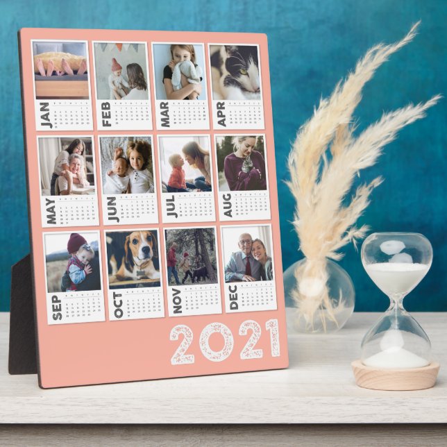 2021 Desktop Calendar Modern Photo Collage Plaque (Side)