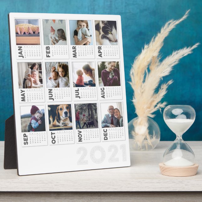 2021 Desktop Calendar Modern Photo Collage Plaque (Side)