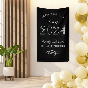 2021 Elegant Black and Grey Custom Graduation Banner