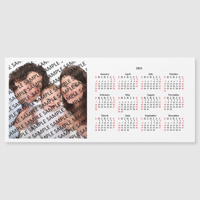 2021 Family Photo Custom Calendar Magnetic Card (Front)