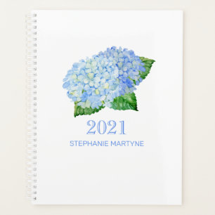 2021 Floral Watercolor Hydrangea Personalised Name Planner