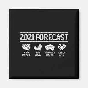 2021 Forecast New Mom Dad Expecting Baby Announcem Magnet