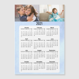 2021 Full Year Calendar Two Photos Magnetic Card