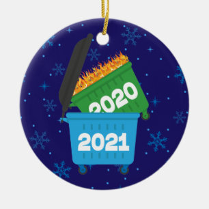 2021 Funny Dumpster Fire Keepsake Christmas Ceramic Tree Decoration
