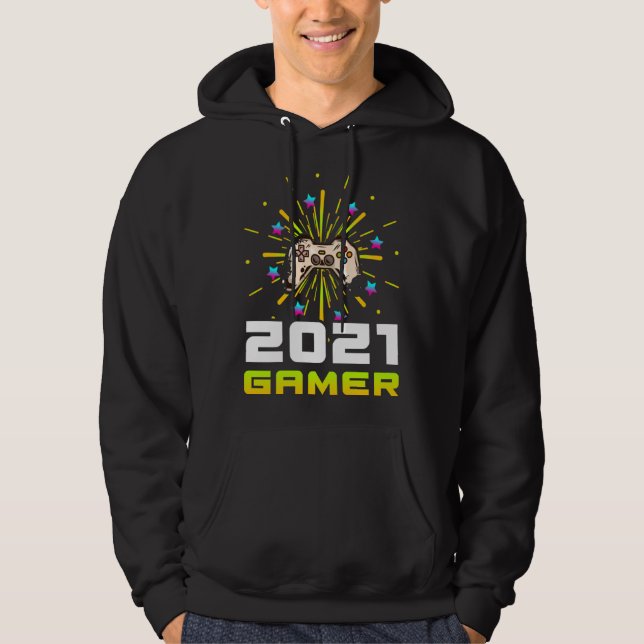 2021 Gamer Play Computer Video Games 2021 Firework Hoodie (Front)