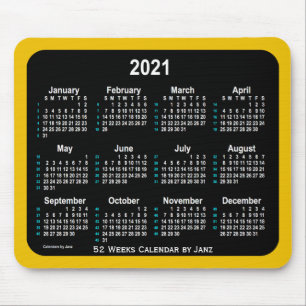 2021 Gold Neon 52 Weeks Calendar by Janz Mouse Pad