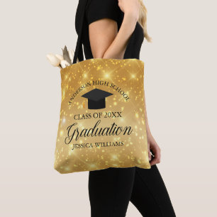 2021 Graduation Gold Sparkle Monogram Glam Tote Bag