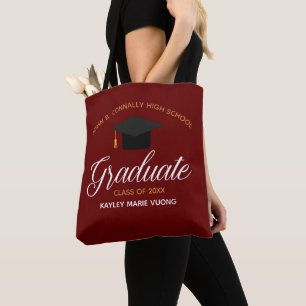 2021 Graduation Red Custom High School Name Tote Bag