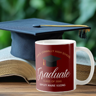 2021 Graduation Red Gold Custom Graduate Monogram Coffee Mug