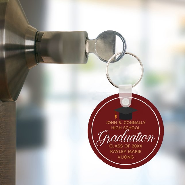 2021 Graduation Red Gold Custom School Monogram Key Ring (Creator Uploaded)
